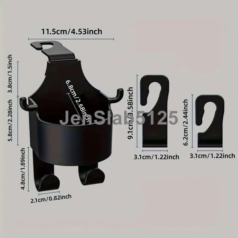 1X CAR SEAT HEADREST 2 IN 1 CUP/PHONE HOLDER AND HANGING HOOK