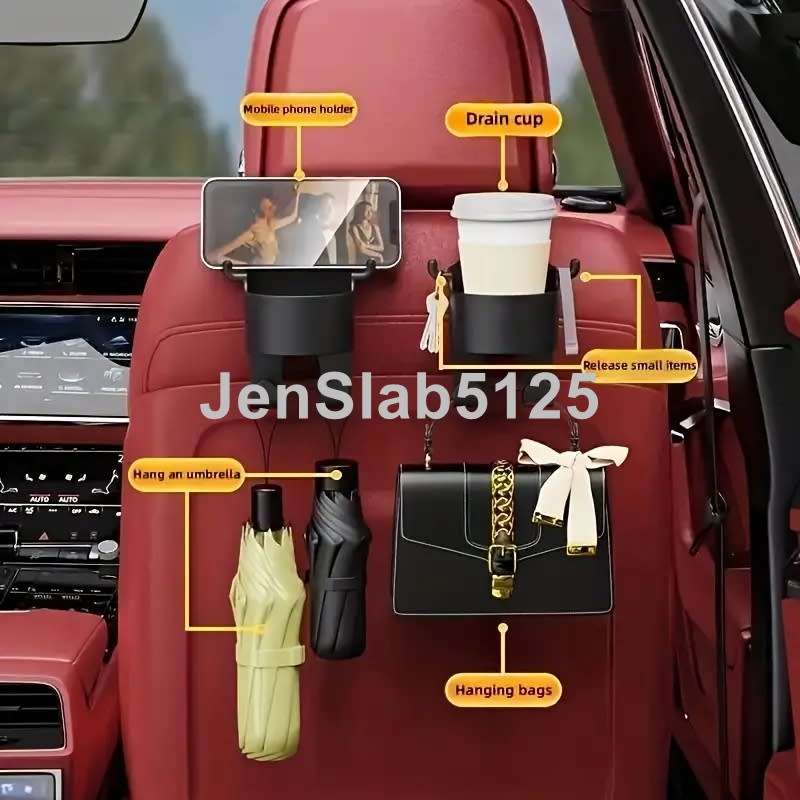 1X CAR SEAT HEADREST 2 IN 1 CUP/PHONE HOLDER AND HANGING HOOK