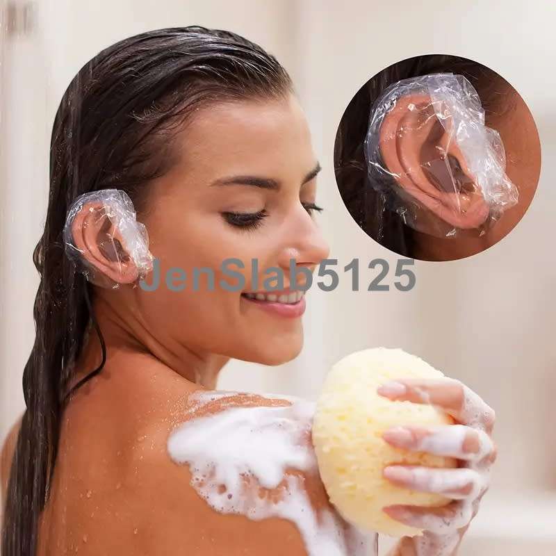 ELASTIC TRANSPARENT WATERPROOF EAR CAPS (X10) KEEPS FROM GETTING WET