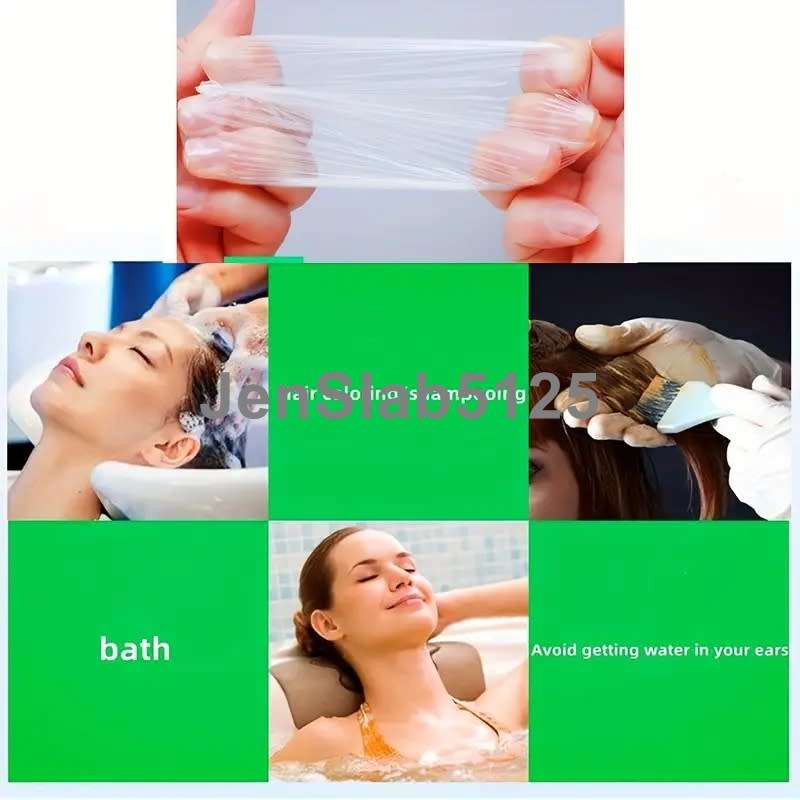 ELASTIC TRANSPARENT WATERPROOF EAR CAPS (X10) KEEPS FROM GETTING WET