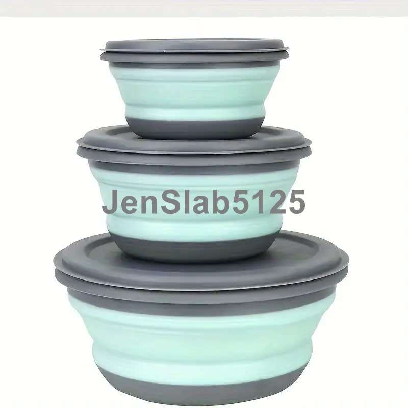 COLAPSIBLE SILICONE TRAVEL STORAGE BOWLS SET OF 3