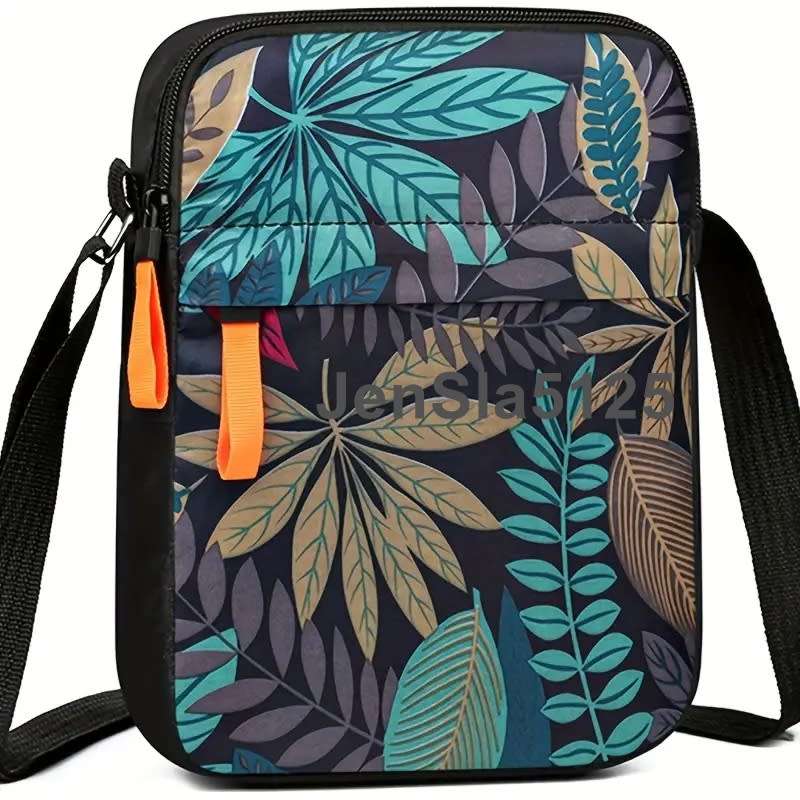 COMBO DEAL ! Ladies Leaf Print Cross Body Shoulder Bag with a matching mini bag