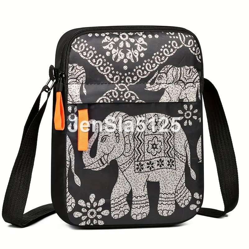 Ladies Elephant Print Cross Body Shoulder Bag with a matching mini bag