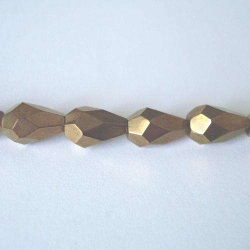 Czech Fire Polished Pear 7x5mm 48pc - (+/- R0.27 each) - Bronze