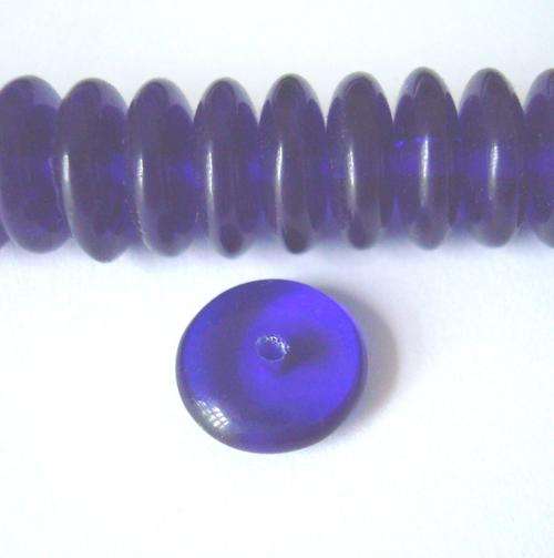 Czech Glass Nightingale Discs 10x3mm 50pc - (+/- R0.34 each) - Sapphire Dark - Cobalt Blue