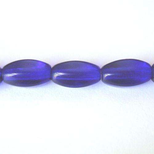 Czech Glass Oval Hex 8.5x5mm 40pc - (+/- R0.30 each) - Sapphire Dark - Cobalt