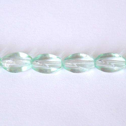 Czech Glass Oval Twisted 9x6mm 50pc - (+/- R0.24 each) - Light Mint Green