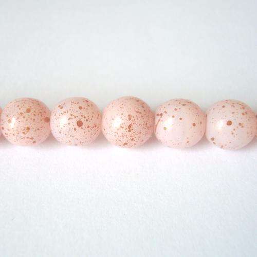 Czech Glass Round 7mm 50pc - (+/- R0.24 each) - Pink with Brown Splatter