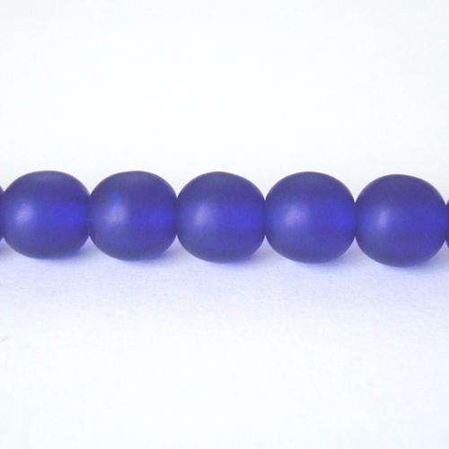 Czech Glass Round 6mm 60pc - (+/- R0.20 each) - Frosted Sapphire - Cobalt Blue
