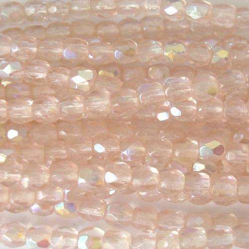 Czech Fire Polished 3mm 140pc - Pink Light AB