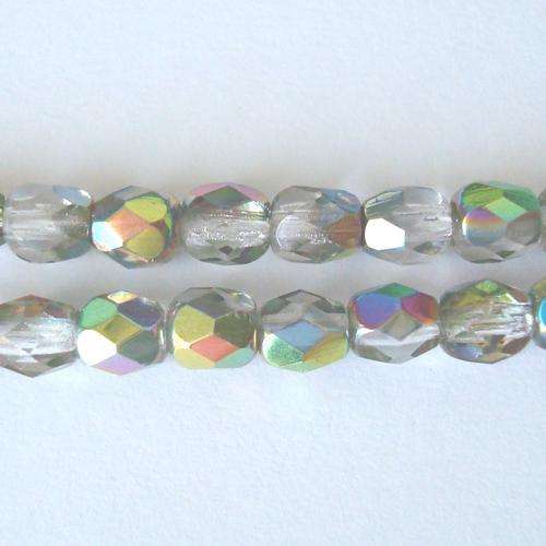Czech Fire Polished 4mm 100pc - Crystal Vitrail Medium