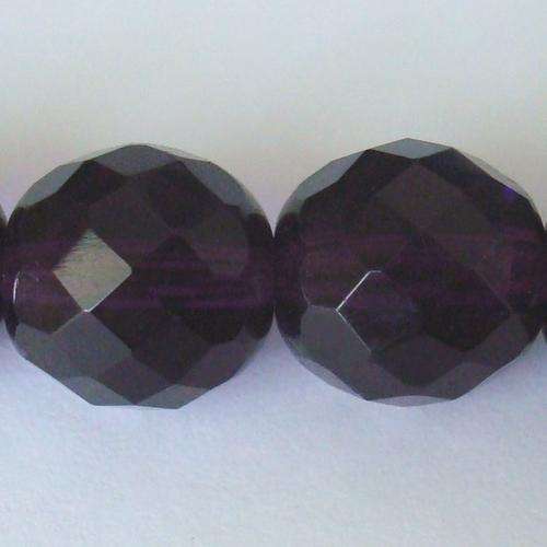 Czech Fire Polished 12mm 21pc - Amethyst Very Dark