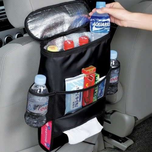 Car Back Seat Organizer with Cooler Bag | Black