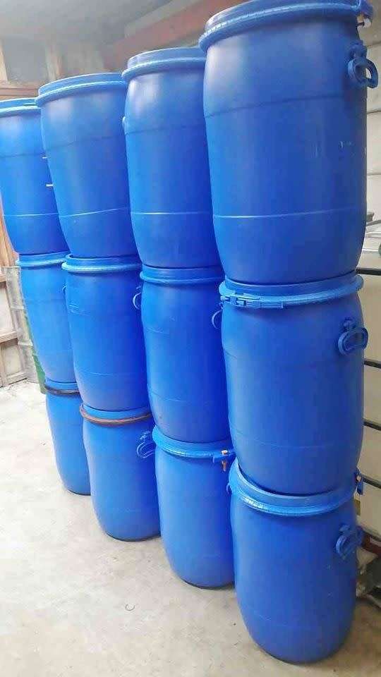 60L Plastic Drums with Lid & Clamp | Used Once - Clean