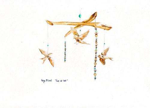 Free at last - an original watercolour and ink painting by Helga McLeod