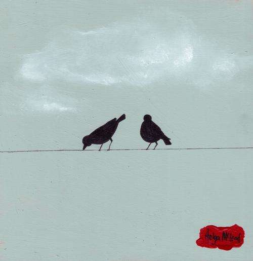 Two black birds - an original acrylic painting