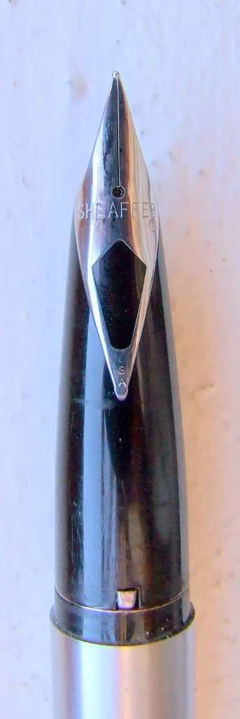 SHEAFFER Imperial 444 Fine Brushed Steel Body White Dot Fountain Pen short clip