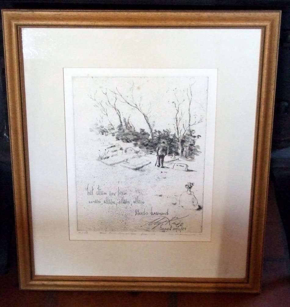 TWO MARGARET MASKEW ETCHINGS OF UYS KRIGE: Old Poet  #18/100, 1984 and Ek is Oud #9/100 1978