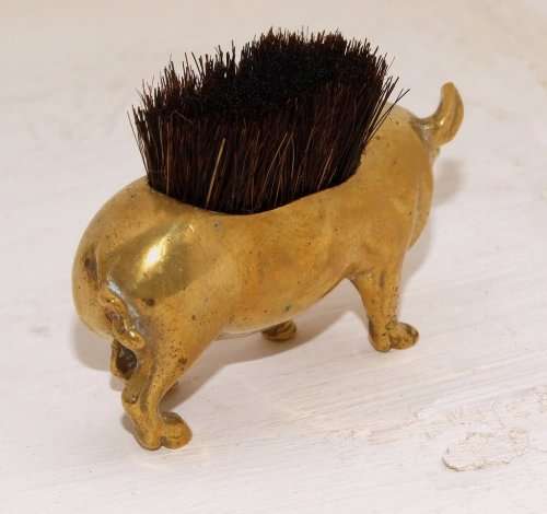 Vintage brass desktop dip pen brush pig pen wipe in great condition