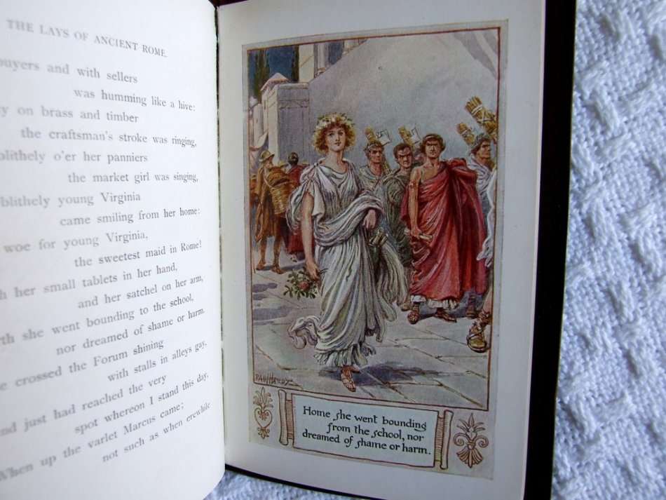 1864, Leather: THE LAYS OF ANCIENT ROME by Lord MacAuley, Illustrated in Colour; Nistor & Dutton.