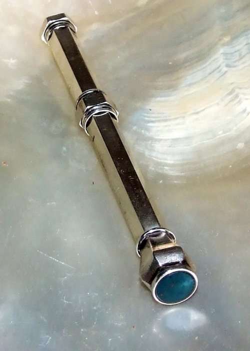 Impressive S MORDAN & Co. retracting mechanical pencil with blue/green agate  setting.