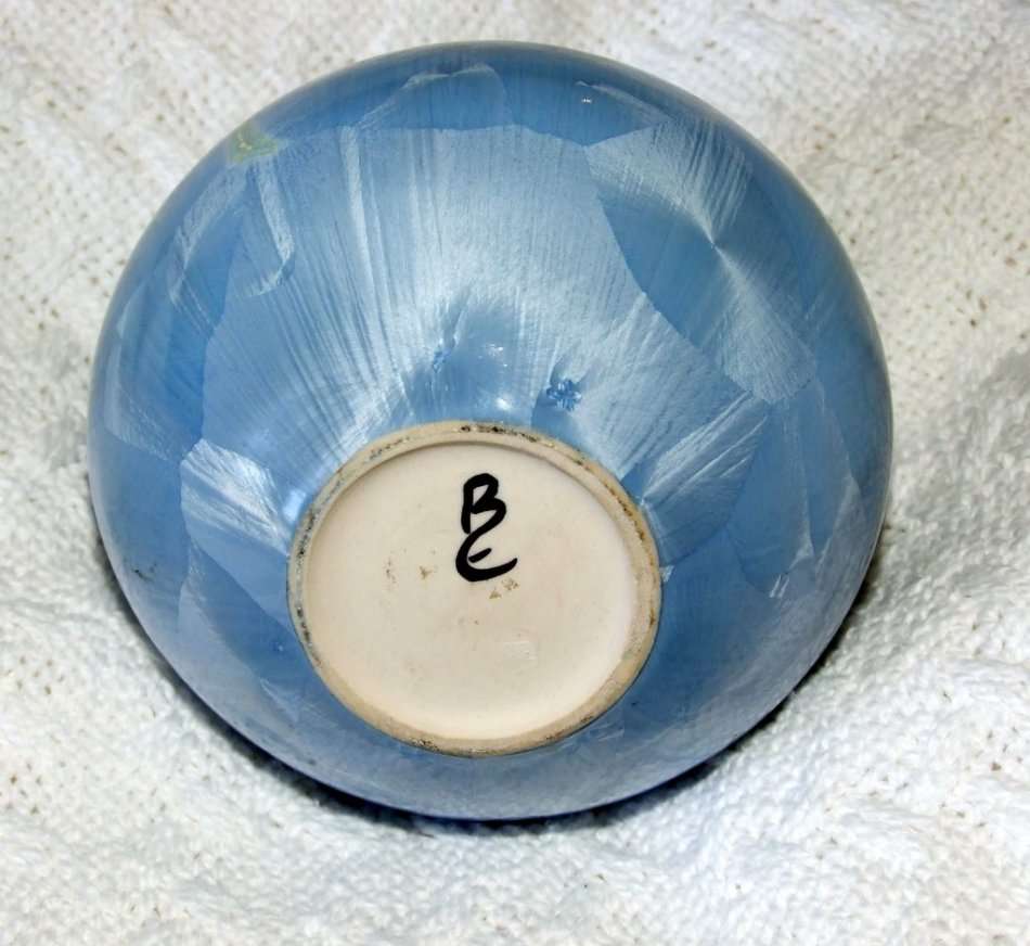 Beautiful Ice Blue Crystalline Glaze Vase by Southern Transvaal Studio Potter Barbara Erni