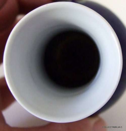 Attractive Chinese vase with backstamp, blue with nature scene, as new.