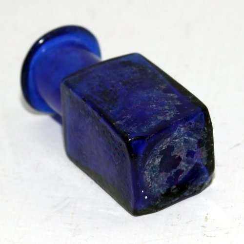 Antique Blue Poison Bottle - TINY!