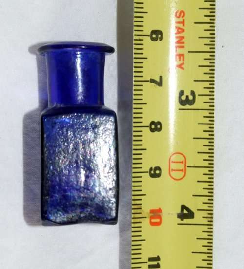 Antique Blue Poison Bottle - TINY!