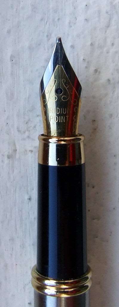 Elegant steel with gold detail quality Iridium Point Fountain Pen uses cartridge excellent condition