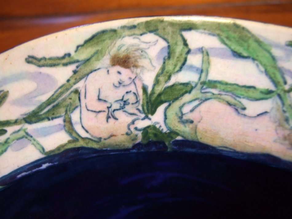Unique Royal Staffordshire Wilkinson Burslem Pottery Bowl  hand painted Water babies by Olive Crane