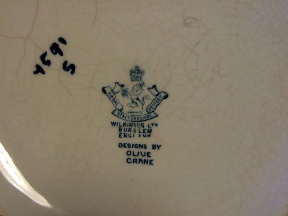 Unique Royal Staffordshire Wilkinson Burslem Pottery Bowl  hand painted Water babies by Olive Crane