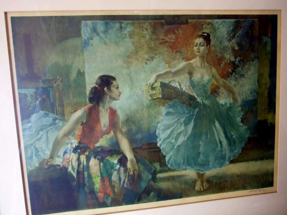 Signed Limited Edition Print: "Eve and Yasmin" by Sir William Russel Flint.  Framed, large.