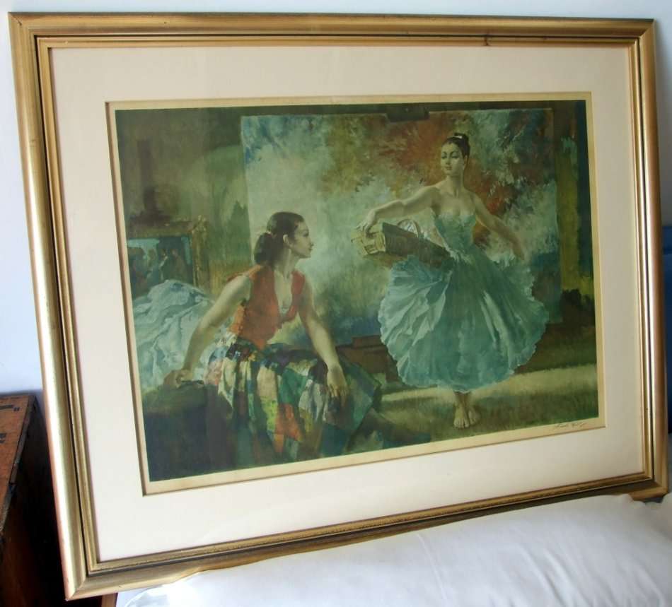 Signed Limited Edition Print: "Eve and Yasmin" by Sir William Russel Flint.  Framed, large.