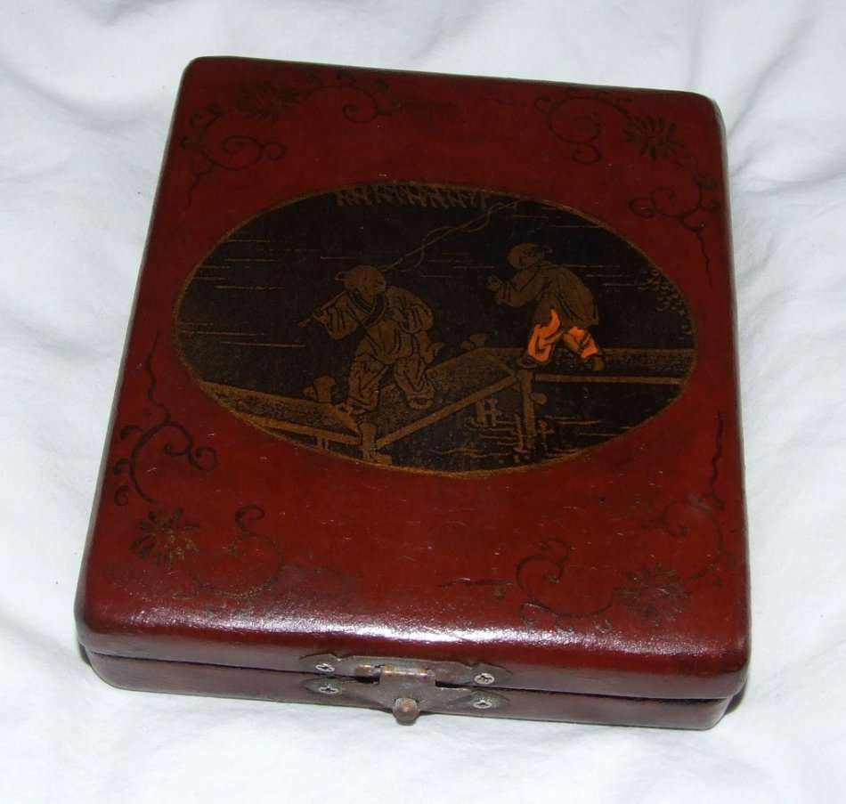 A delightful  boxed Mahjong set with 144 tiles and dice