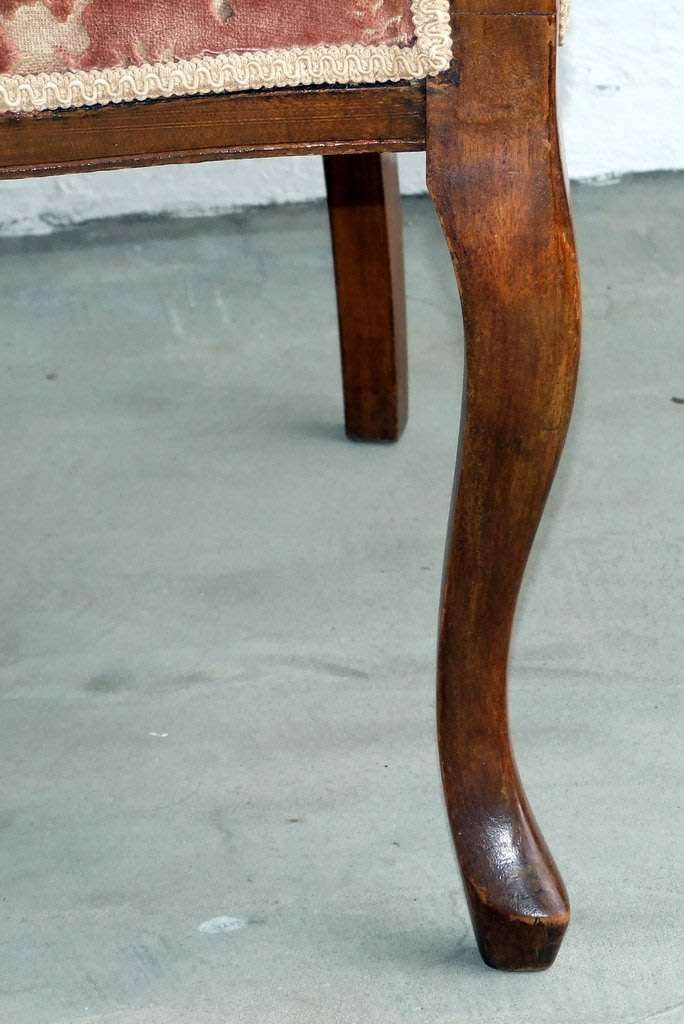 Antique Elbow (Carver) Chair in sturdy condition, fretwork damaged, probably Walnut.