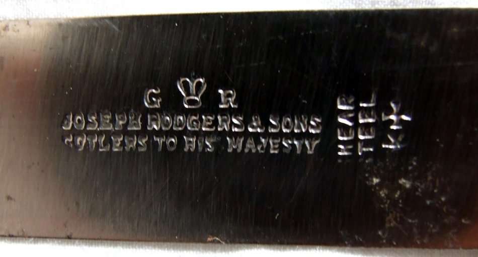 Boxed Set of Six Joseph Rodgers Dessert Knives, Faux Bone Handles, Cutlers to His Majesty, George V