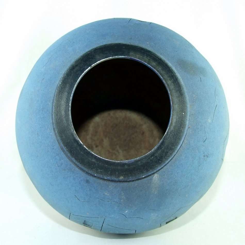 STUDIO POTTERY VASE by DAVID DIGGINS Retro 80s sgrafitto dry glaze Signed with stamp