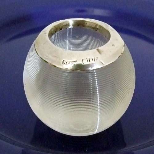 Antique Glass and Hallmarked Silver Match Holder / Striker