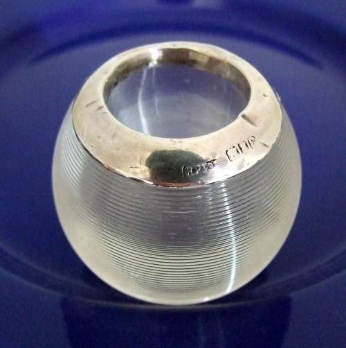 Antique Glass and Hallmarked Silver Match Holder / Striker