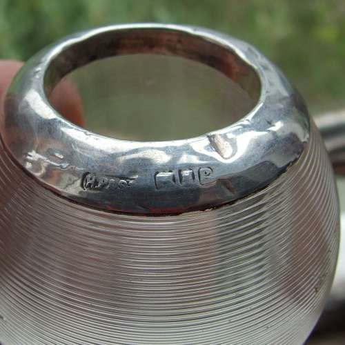 Antique Glass and Hallmarked Silver Match Holder / Striker