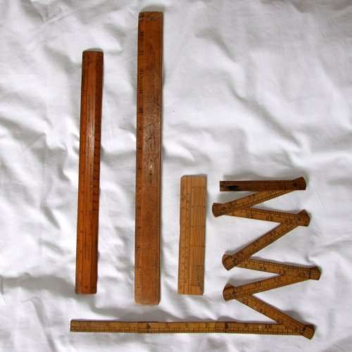 Collection of vintage wooden rules 6`, 12` 15`, 36`/1mtr (10 piece expanding)