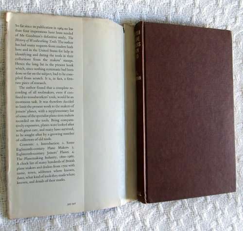 R A R E!  BRITISH PLANE MAKERS FROM 1700 by WL Goodman, Bell and Sons, 1968 First Edition