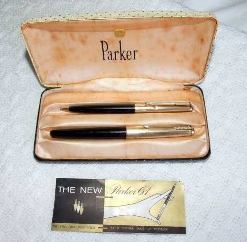 BOXED VINTAGE GF PARKER 61 FOUNTAIN PEN AND PENCIL