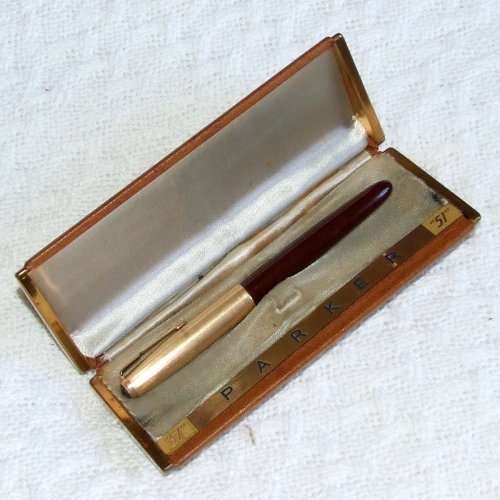 Vintage Rare Cordovan Brown GF Parker 51 Vacumatic in an original Parker 51 case, working.