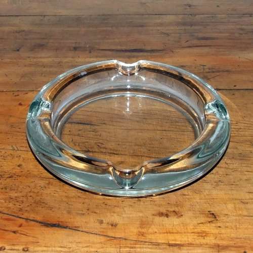Large Mid-Century Heavy Glass Cigar Ashtray - 20cm diameter, 1.3kg!