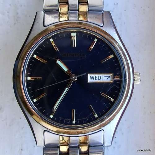 Super Seiko Quartz Men`s Watch, 7N49-9041 working, new battery, firm dual tone strap