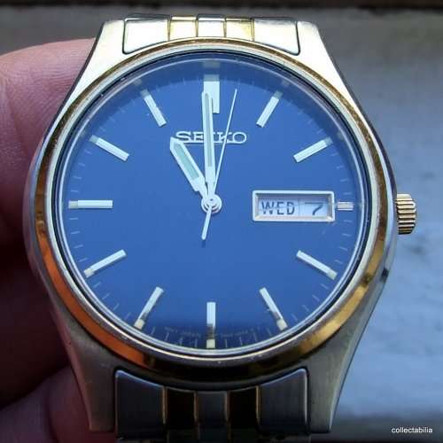 Super Seiko Quartz Men`s Watch, 7N49-9041 working, new battery, firm dual tone strap