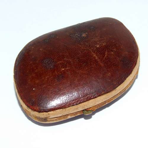 Antique AMBER and SILVER GILT tobacco pipe with leather case