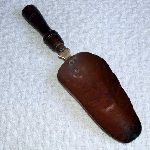 Antique copper, brass and wood scoop / trowel.